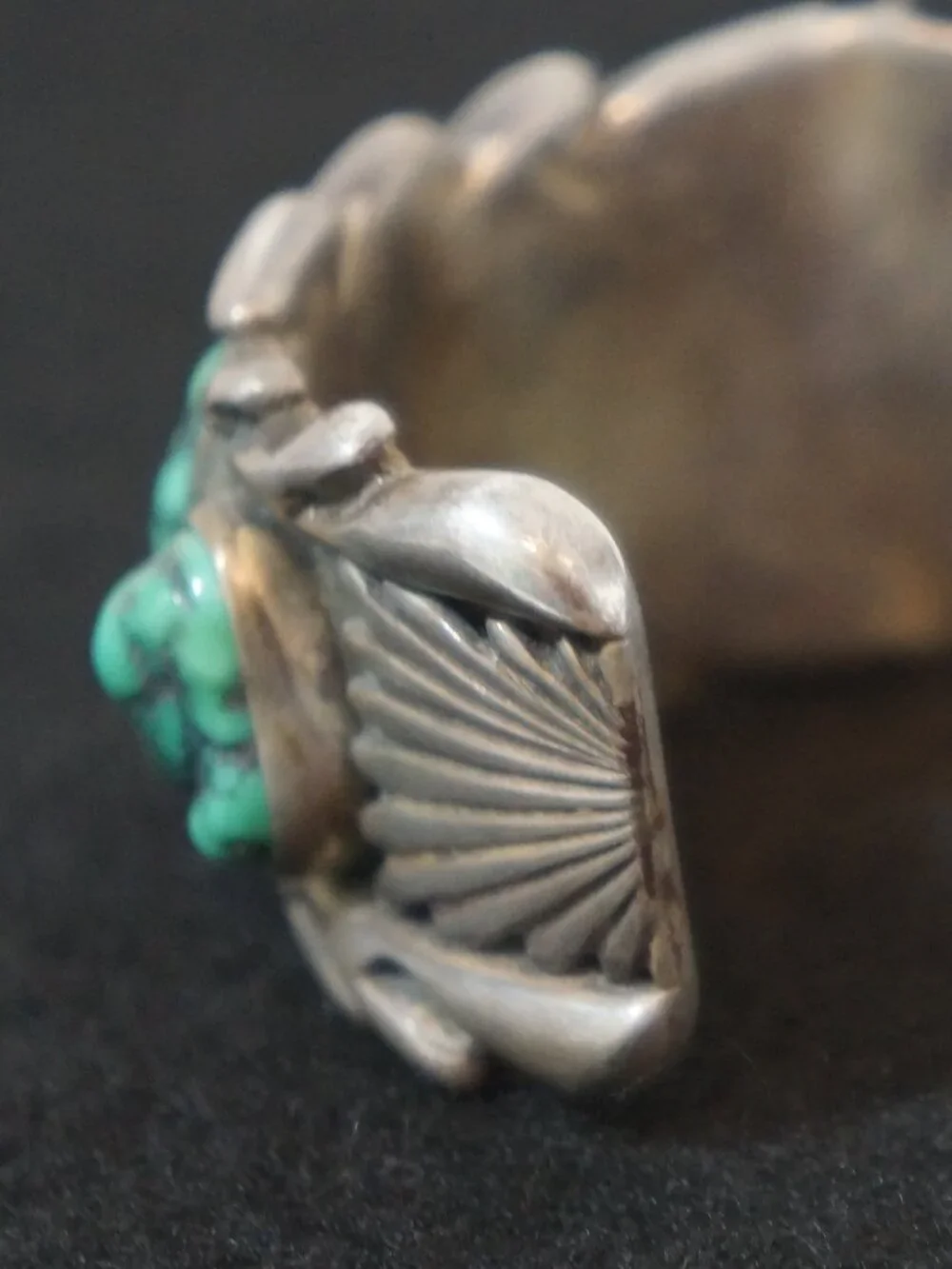 Vintage Navajo Sterling Silver Turquoise Watch Cuff H.Y. Hallmark STATEMENT